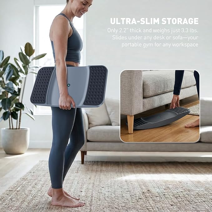 Standing Desk Balance Board - Resilient Flexible Core Wiggle Board for Active Standing - Lateral Tilt Exercise Board for Office Work with Washable TPE Massage Pads - 220 lbs, Gray