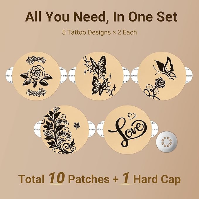 Libre 3 & Plus Tattoo Sensor Covers Waterproof, 10 Pack Amolyfe Freestyle Libre 3 Covers, Bump-Proof with Hard Cap, Waterproof Breathable Medical CGM Adhesive Patches, 14-Day CGM Protection (Rose)