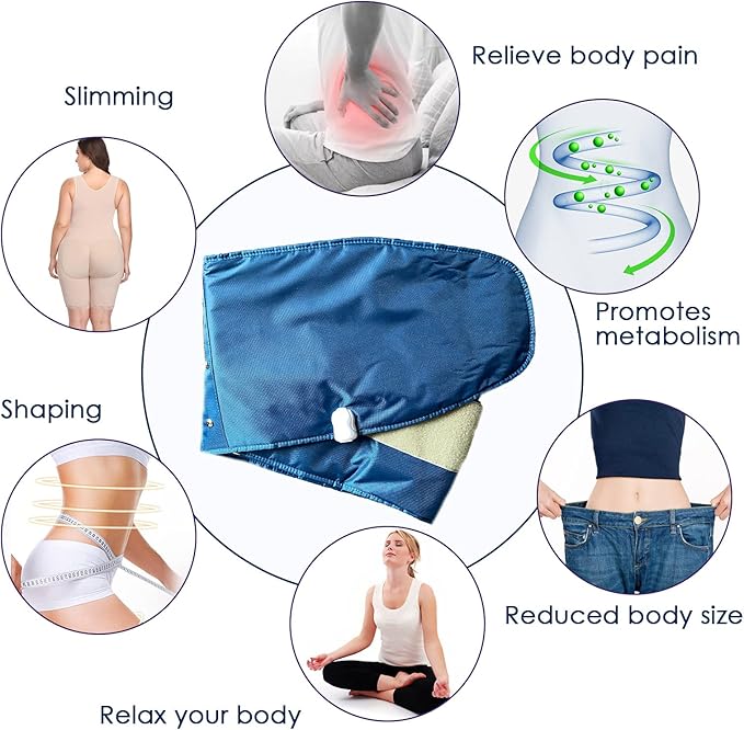 Electric Massager Sauna Belt 360 ° Whole Circle Heat Hot Belt Heating Massage Pad for Lower Back and Waist Pain Relief Deep Tissue,Body Shaper, Ab Workout (Navy Blue)