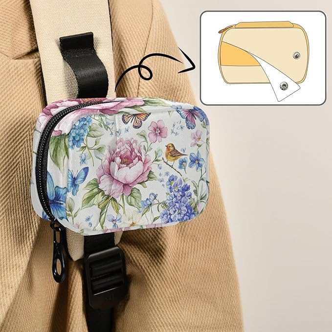 Travel Pill Case Flowers and Birds Weekly Small Pill Box 7 Day Pill Box Pill Organizer Bag