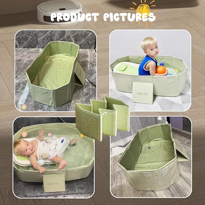 Collapsible Bathing Basin 29.5×17.7×9.8 in, Foldable Portable Tub with Drain Plug, Compact Storage Basin for Toddlers and Pets, Suitable for Outdoor, Travel or Balcony Use