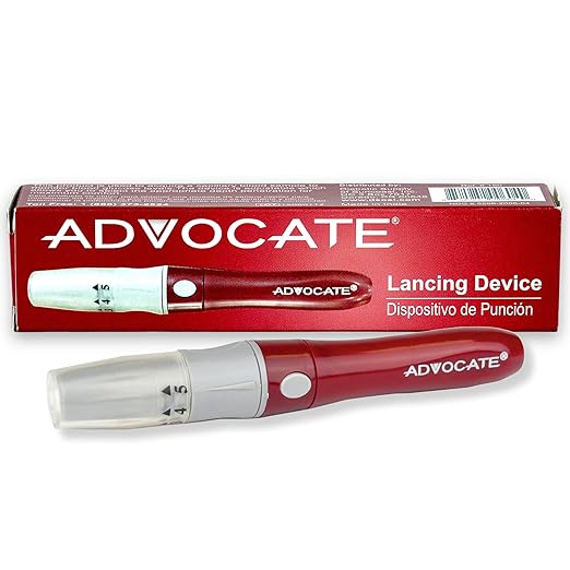 Advocate Lancing Device, Easy-to-Use Lancet Device for Diabetes Testing, Engineered to Reduce Pain, Provides Consistent Blood Samples, Depth Adjustable Lancet Pen, for Diabetics and Caregivers