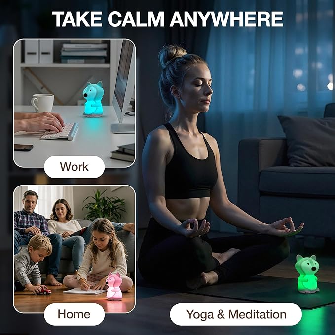 Speaking Breathing Lamp with Guided Meditation & Calming Light | Stress & Anxiety Relief Tool for Adults & Kids | Box Breathing, Sleep, Relaxation & Focus Exercise Device | Self Care Gift