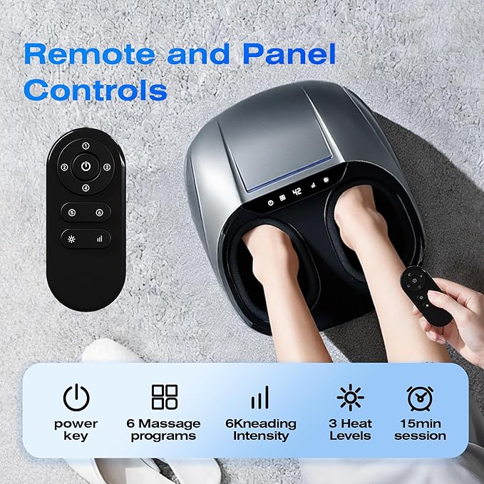 Shiatsu Foot Massager with Heat - Electric Massage for Plantar Fasciitis, Neuropathy Pain Relief & Circulation, Deep Tissue Kneading for Heel, Arch, Ankle - Gift for Men & Women, Seniors, Parents