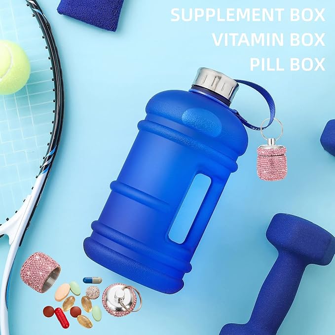 Pill Case for Purse Small Pill Container Keychain Bling Medicine Holder with Keychain Travel Medicine Organizer Bottle for Vitamin Supplement(Pink)