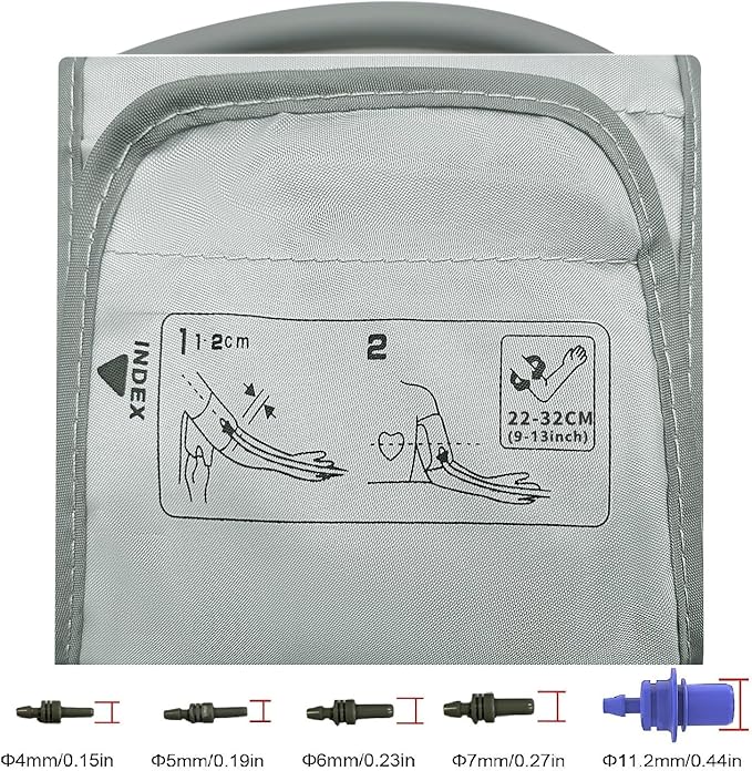 Medium Easy Wrap Blood Pressure Cuff for Thin and Small Arm,Compatible with Omron 8.7~12.6 Inches (22~32) CM Adult BP Replacement Cuff, Adult Cuff Only - 6 Connectors (Medium)