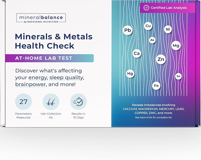 MineralBalance™ Hair Tissue Mineral Analysis (HTMA)—At-Home Test Kit for Fatigue, Anxiety, Sleep & Digestive Issues—Tests 20 Minerals & Heavy Metals Including Magnesium & Zinc—Full Lab Report Included