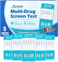 Areta 5 Panel Urine Drug Test Kit - [5 Pack] Testing Marijuana(THC), Cocaine(COC), Opiates(OPI), AMP, BZO, at Home All Drugs Screening Tests Kit, #ADTP-754