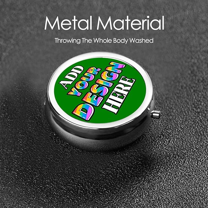 Custom Pill Container, Medicine Pill Box Case Organizer Travel Pill Holder Vitamin for Purse Med Wallet Portable Mini Pastillero Round, Green, Personalized Gifts