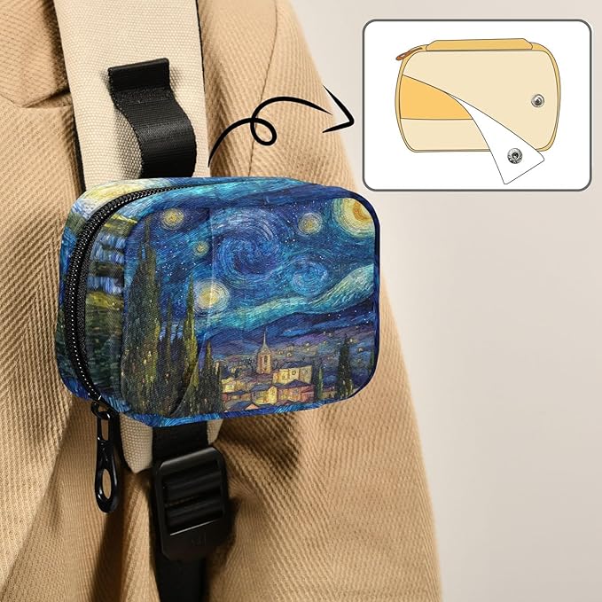 Starry Night Pill Organizer Case Oil Painting 7 Day Travel Pill Box with Zipper Portable Weekly Vitamin Medicine Supplement Holder Pouch Bag