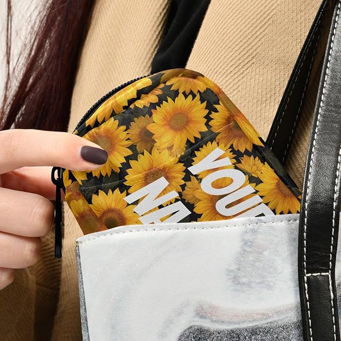 Sunflower Zipper Travel Medicine Bag Flower Vintage Large Capacity Pill Storage Bag Unisex Printed Pill Organizer for Medicine Vitamin, Travel Pill Box Pouch with Customized Name