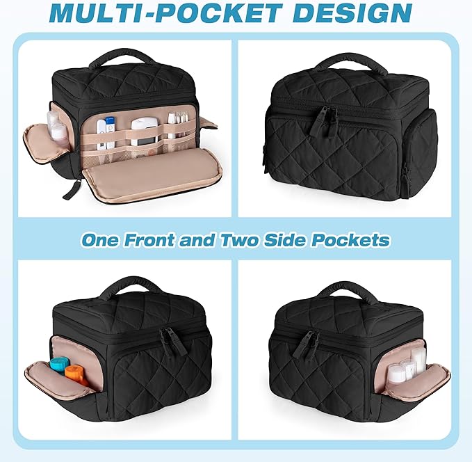 Medicine Organizer Bag with Insulated Pocket for Travel, Pill Bottle Storage Case with 4 Customized Dividers for Medication, Insulin and First Aid Supplies, Black (BAG ONLY)