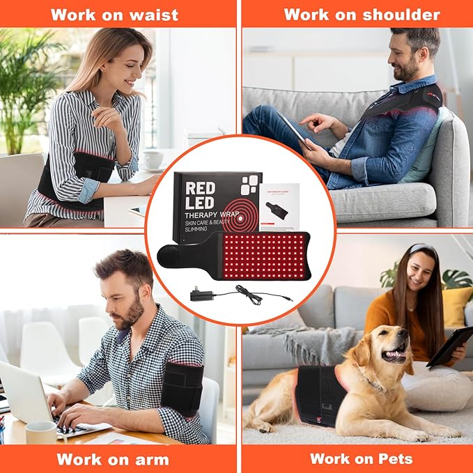 Red Light Therapy Belt for Body-660nm & 850nm Infrared Light Therapy Wrap, 3-in-1 Chip 120 LEDs Bead Adjustable Pad for Body, Home Use with Controller