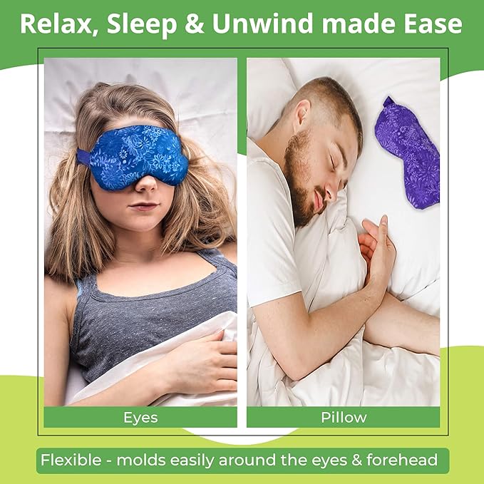 Nature Creation Lavender Aromatherapy Sleeping Eye Mask Pillow - Weighted Eye Mask for Sleeping, Relaxation, Yoga and Stress Relief - Cold Therapy Eye Masks for Women, Men - Blue Marble 2 Eye Masks