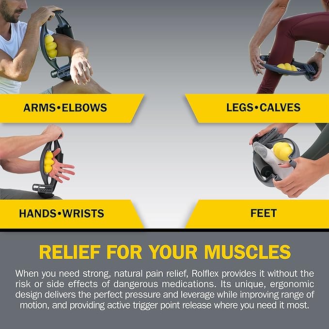 Rolflex Arm & Leg Massager Roller – Muscle Roller to Address Golfer’s Elbow, Tennis Elbow, Carpal Tunnel & More – Arm & Leg Massage Roller for Muscle Tightness & Faster Recovery