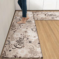Arttown Coffee Cute Cafe Anti-Fatigue Kitchen Rug Set of 2 Cup Brown Farmhouse Vintage Cushioned Floor Standing Mat Waterproof Non-Slip Kitchen Mat and PVC Ergonomic Comfort Foam Rug