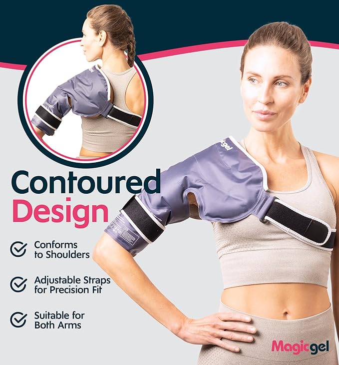 Magic Gel Shoulder Ice Pack Wrap - Reusable and Adjustable Arm Sling for Cold Shoulders Compression Men Women Pitchers Rotator Cuff - Easy to Freeze
