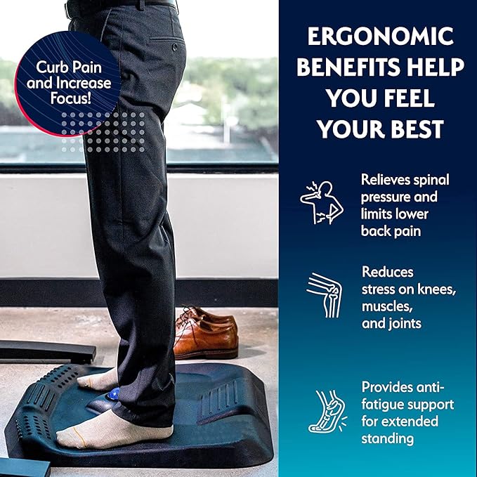 Sky Solutions Anti Fatigue Kitchen Mat – Genius Ergonomic Cushioned Floor Mats for Office or Home Standing Desk or Sink w/Acupressure Massage Ball (Emerald)