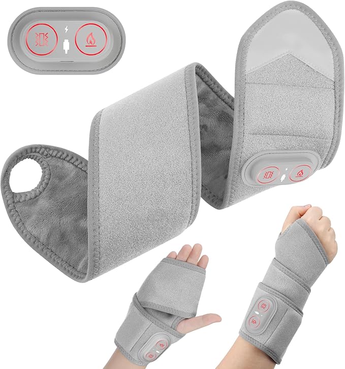 Cordless Wrist Heating Pad Massage, Wrist Massager with Heat and Red Light, Carpal Tunnel Massager, Red Light Therapy for Wrist and Hand, 660nm/850nm, Heated Wrist Wrap for Carpal Tunnel Relief