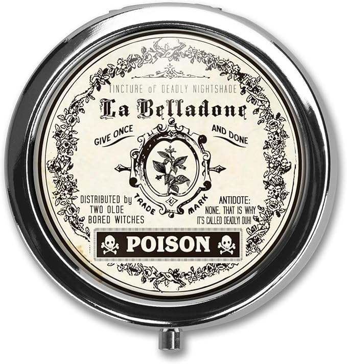 Poison Pill Box Case Pillbox Holder Trinket Stash Box Arsenic Vintage Style Medicine Vitamin Pill Organizer Case Black 1 Count (Pack of 1)