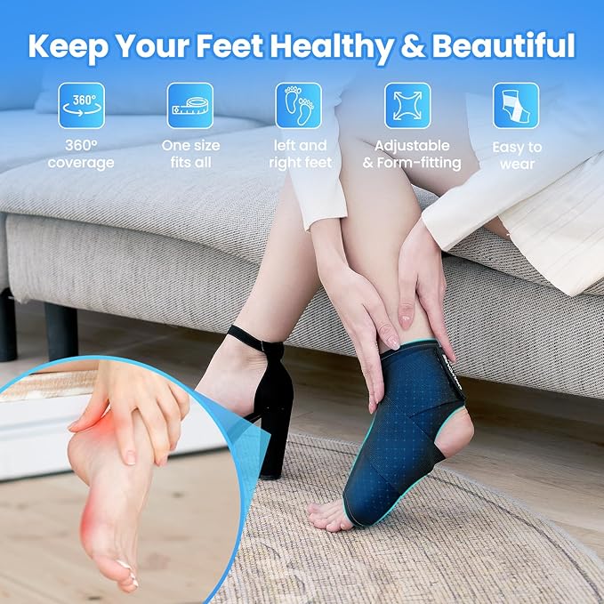 ONLYCARE Ankle Ice Pack Wrap for Swelling, Upgraded Gel Ice Pack Reusable, Hot Cold Therapy, Cold Pack for Sprained Ankle Injuries, Achilles Tendonitis, Plantar Fasciitis