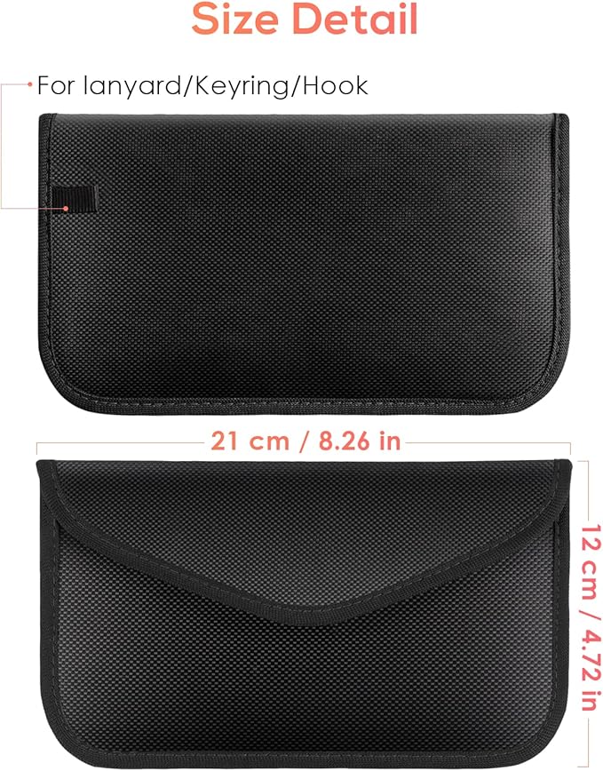 2 Pack Faraday Bags for Phone and Car Keys, Signal Blocking Key Pouch, Anti Theft Car Protection, Cell Phone Keyless Entry Fob Signal Blocking Pouch