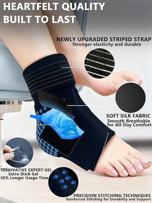 Ankle Ice Pack Wrap for Swelling & Sprains, Reusable Gel Cold Therapy Foot Compress for Achilles Tendonitis, Plantar Fasciitis, Post-Surgery Recovery - Flexible Ergonomic Fit