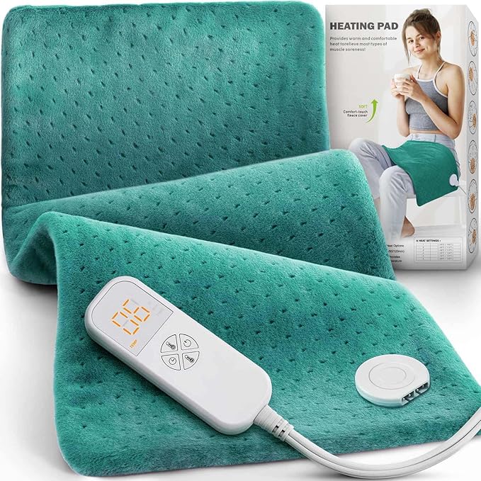 Heating Pad for Back Pain & Cramps - Ultimate Pain Relief & Versatile Gift for Women, Men, Dad, Mom - Ideal for Christmas, Father's Day, Mother's Day - Soft Machine Wash Fabric, King Size 12"x24"