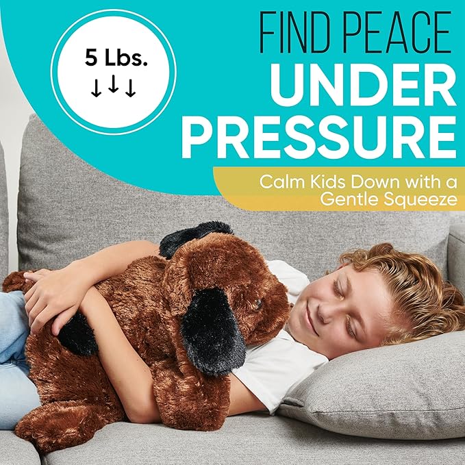 FRIENDLY CUDDLE Weighted Lap Blanket for Kids & Adults – Kids Weighted Blanket – ASD, Sensory Processing Weighted Stuffed Animals Dog Toy – Microwavable Weighted Lap Pad for Kids, 5 Lbs.