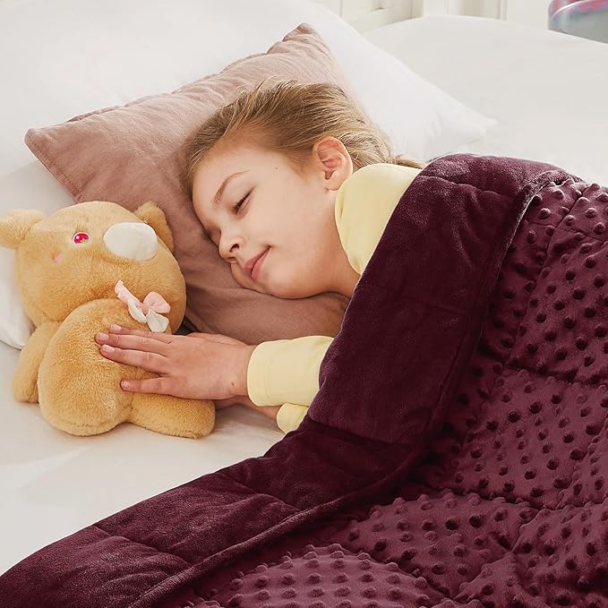 CuteKing Weighted Blanket - 40"x60" 7lbs Minky Dots Heavy Blanket with Glass Beads Soft Breathable for All-Season Summer Fall Winter Thick Comfort for Rest