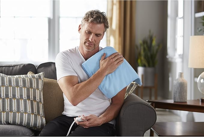Sunbeam Heating Pad for Pain Relief | Standard Size Ultra Heat, 3 Heat Settings | Light Blue, 12 Inch x 15 Inch