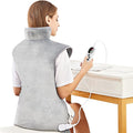 Mia&Coco Electric Heating Pad for Back Neck Shoulders Pain Relief, XL 23"x39" Soft Flannel Wrap, Waist Strap, Fast Heat Hot Therapy 6 Heat Settings, Auto-Off Timer, Machine Washable, Grey