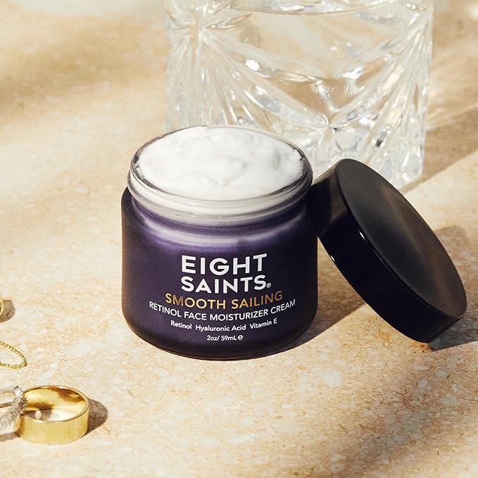 Eight Saints Retinol Facial Moisturizer Cream, For Firming Face, Neck & Eye Wrinkles and Lines, Deep Hydrating Lotion, Fragrance-Free, 2 Ounces (Pack of 2)