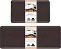 HappyTrends 2 PCS Kitchen Mat Cushioned Anti-Fatigue Floor Mat, Heavy Duty Ergonomic Comfort Foam Standing Mat, Waterproof Non-Slip Kitchen Rugs for Home, Office(17.3"x28"+17.3"x47",Chocolate)