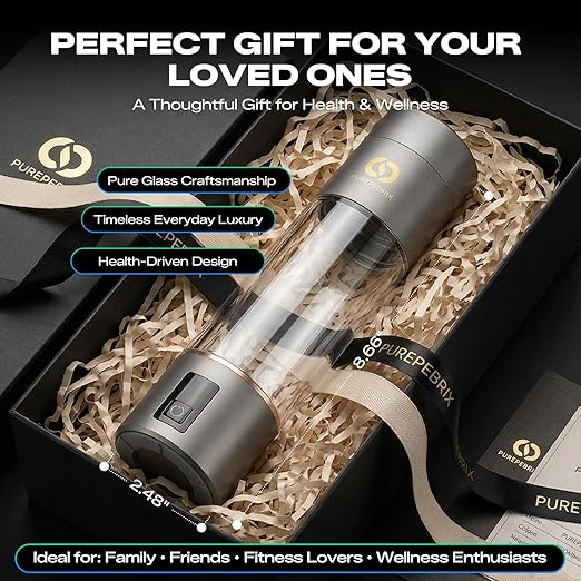 Hydrogen Water Bottle Generator - Up to 6400 PPB & 12-Hour Hydrogen Retention - H2 Certified SPE/PEM Tech - Portable, Recovery & Easter Wellness Gift (Grey)
