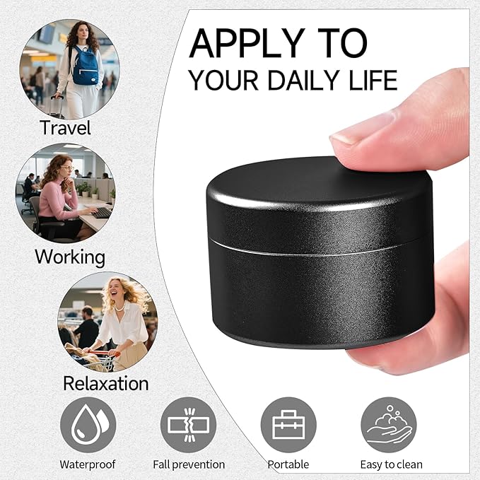 Small Daily Pill Box - Portable Waterproof Metal Pill Case for Pocket or Purse Aluminium Alloy Round Travel Pill Container Storage Container 2 Pieces (Black Grey)