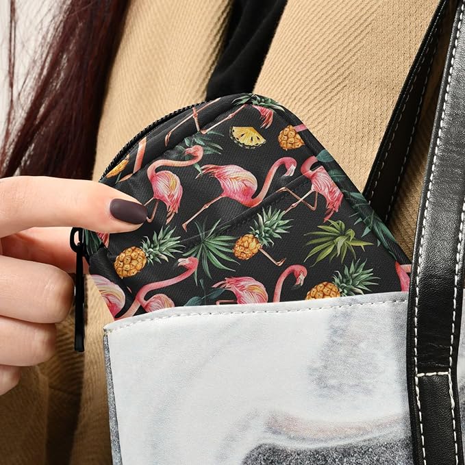 Fustylead Watercolor Vibrant Pink Flamingo and Pineapple Pill Organizer and Storage Weekly with Zipper, Removable Pill Box Portable Medicine Organizer for Vitamin Fish Oil Supplement