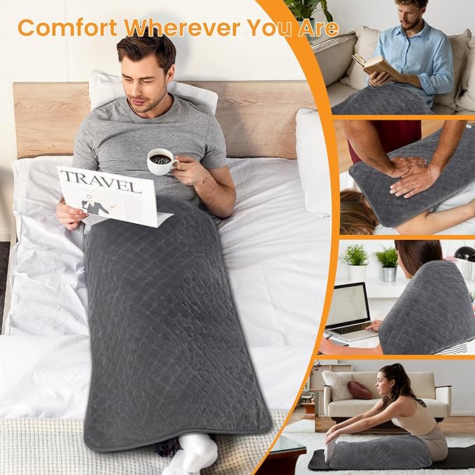 Electric Heating Pad for Back - 32"x24" King Size Heating Pad for Neck Shoulder Legs Knee Feet & Period Cramps, Auto Shut Off, 6 Heat Settings, Moist Heat Options, Machine Washable, Gifts for Women