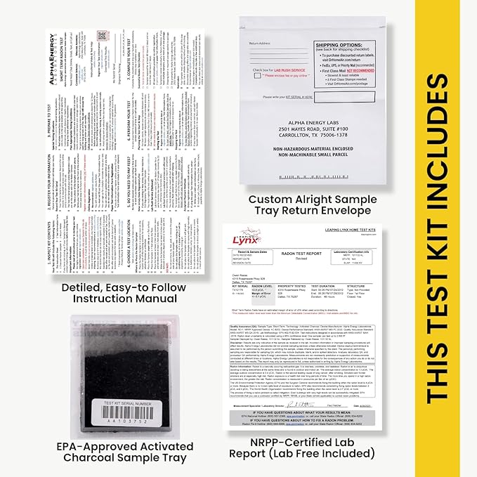 EPA-Approved Radon Test Kit for Home, Lab Analysis Included | Detects Radon Gas Levels in Basements & Living Spaces | Easy-to-Use Air Quality Test with Lab Report & Discounted Shipping| Radon Detector