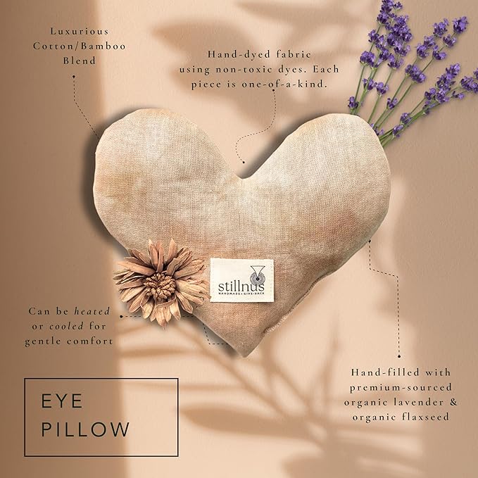 Handcrafted Weighted Heart Eye Pillow - Bamboo Cotton with Organic Lavender & Flaxseed - Hot & Cold Relaxation, Ready-to-Gift Self-Care & Meditation Accessory