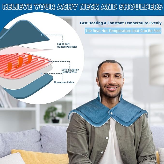 Heating Pad for Neck and Shoulders and Back Pain Relief Valentines Day Gifts for Her Him 2lb Weighted Electric Neck Heating Pad Shoulder Heating Pads 6 Heat Settings 4 Timers Auto-Off