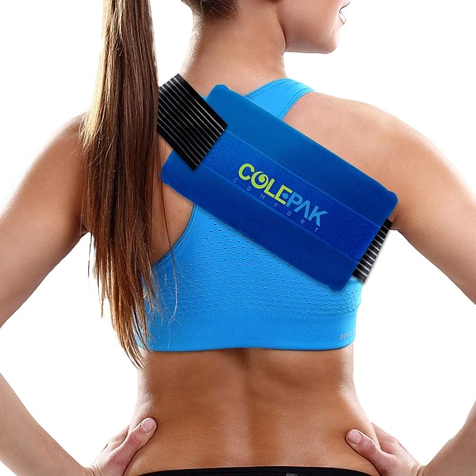 Ice Pack Sleeve - 5.5" x 9.5" Pouch Holder with Wide Elastic Strap (Ice Pack Not Included) Blue