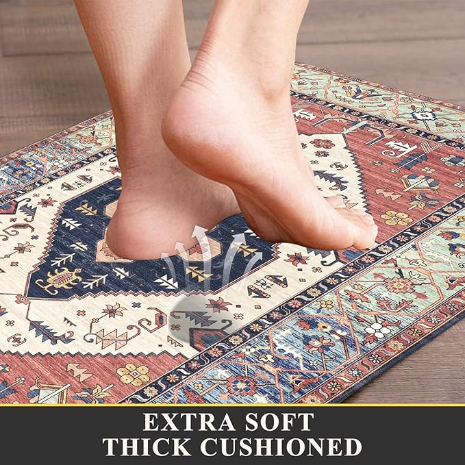 Pauwer Anti Fatigue Kitchen Mats for Floor 2 Piece Set, Cushioned Memory Foam Kitchen Rug, Non Slip Kitchen Runner Rug Carpet, Waterproof Kitchen Sink Area Rug Comfort Standing Mat for Kitchen Laundry