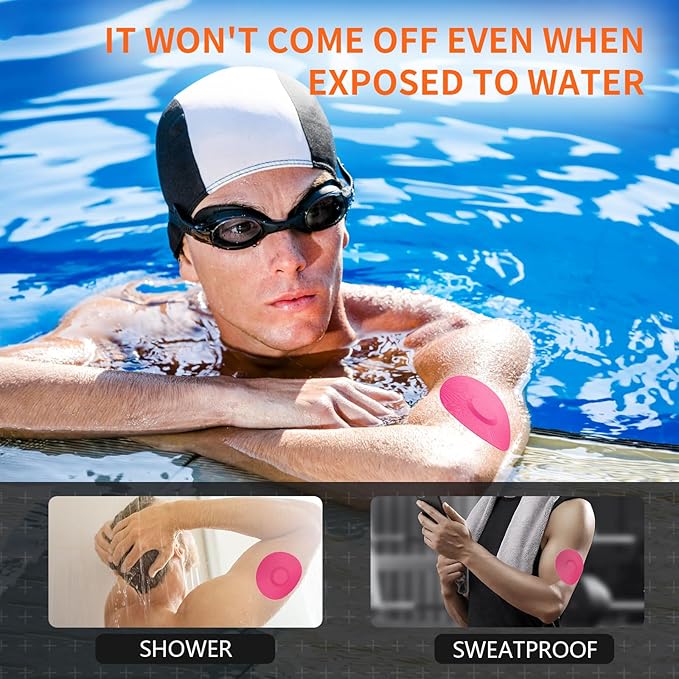 20pcs Sensor Covers for Libre 3 & Lingo Waterproof, Adhesive Patches for Lingo,Sweatproof CGM Protector,Lasts for 14 Days (Hot Pink, Libre 3)