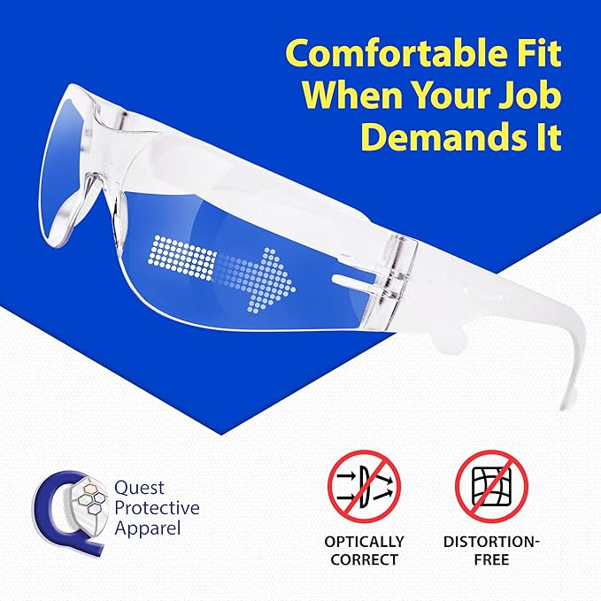 Quest Safety Products - Anti Fog Safety Glasses - Protective Eyewear - Polycarbonate High Impact Resistant Lens | Pack of 5