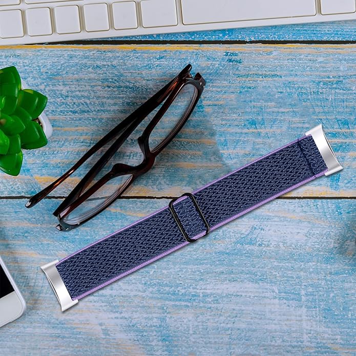 Lijinlan Nylon Band Compatible with Fitbit Charge 5 Advanced Fitness & Health Tracker, Elastic Woven Strap Stretchable Wristband Watch Bands Replacement for Charge 5 for Women Men