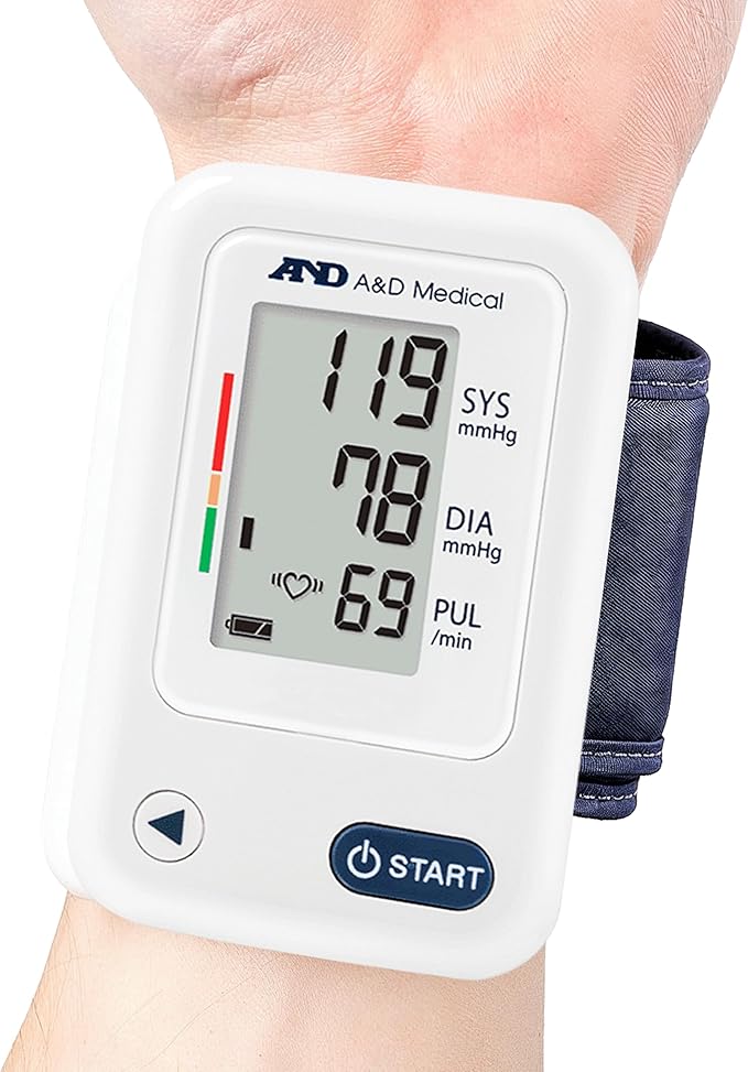 A&D Medical Wrist Blood Pressure Monitor for Home Use - UB-525, BP Adjustable Cuff (5.3-8.5"/13.5-21.5 cm) One Button Operation, 60 Reading Memory, 2 AAA Batteries