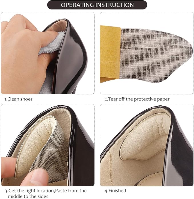 Premium Heel Pads Inserts Grips Liner for Men Women,Back of Protectors Cushions Prevent Too Big Shoe from Slipping,Blisters,Filler Loose Fit (Multicolor 4Pairs)