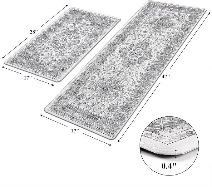 Pauwer Anti Fatigue Kitchen Mat Set of 2 Non Slip Kitchen Mats for Floor Cushioned Kitchen Rugs Comfort Standing Mat Farmhouse Waterproof PVC Foam Kitchen Floor Mat Runner