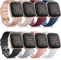 8 Pack Sport Bands Compatible with Fitbit Versa 2, Classic Soft Silicone Replacement Wristbands Straps for Fitbit Versa 2 Smart Watch Women Men (8 Pack A, Small)